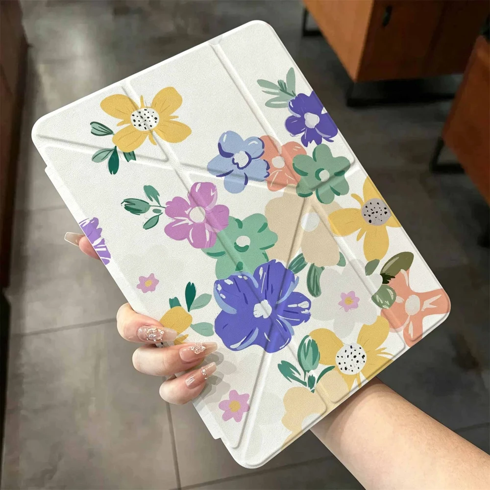 Purple flowers For iPad mini Air Pro 13 12.9 11 10.9 10.5 10.2 9.7 8.3 7.9 inch 5 6 7 8 th Pen slot Tablet Case