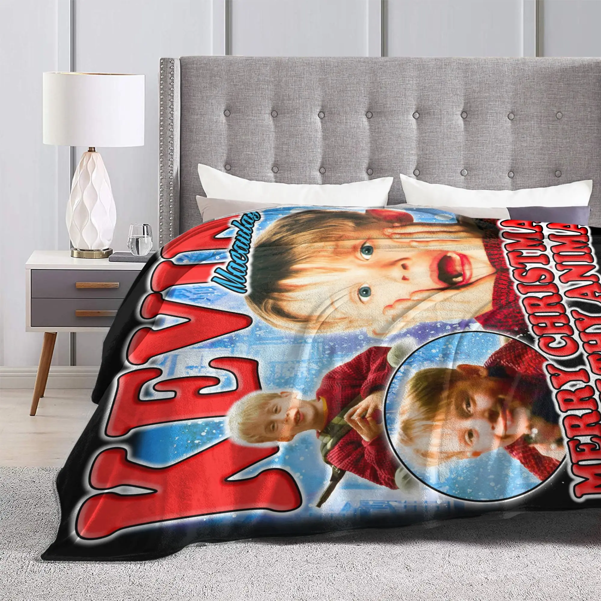 المنزل وحده فيلم كيفن ماكولاي بطانية الصوف الخريف/الشتاء فائقة النعومة رمي بطانية للفراش غرفة نوم الفراش يلقي #4