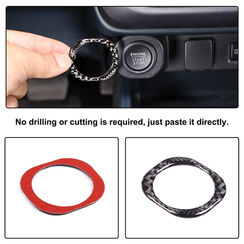 Car Engine Start Stop Decoration Ring Trim Sticker for Ford Maverick 2022 2023 Accessories - Soft Carbon Fiber