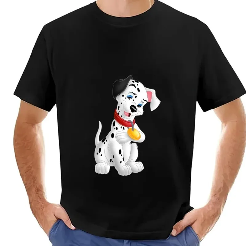 MINISO Disney One Hundred and One Dalmatians T Shirt Men Couple Combination Women Clothes Short Sleeve Collar Fashion Cotto