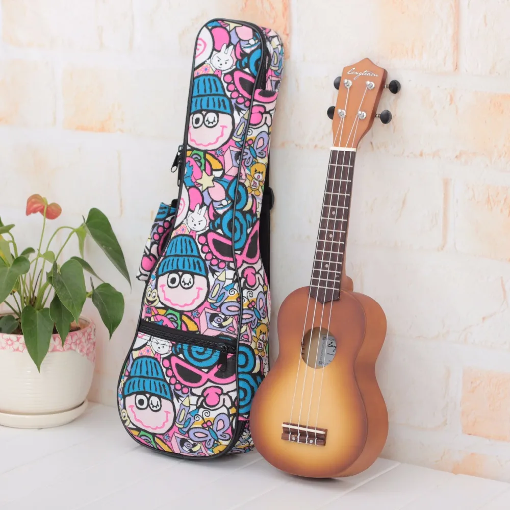 Cartoon addensare 10MM Soprano Concert tenore Ukulele Bag Case zaino 21 23 24 26 pollici Ukelele Mini accessori per chitarra parti Gig