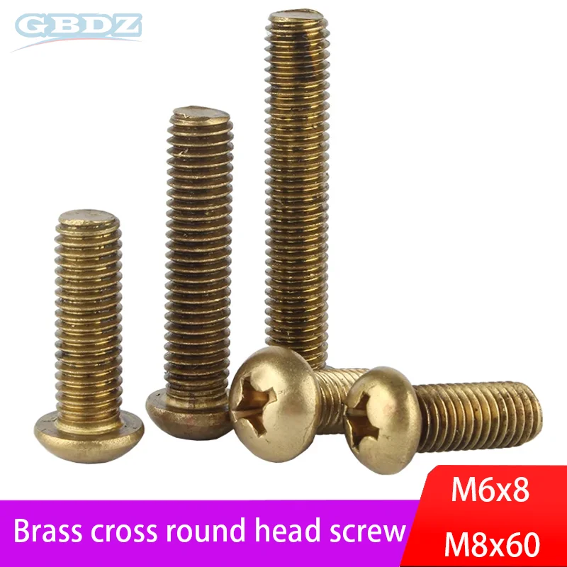 

Латунный крестообразный винт с круглой головкой M6/M8, необработанный 2/5/10 шт., аксессуары для фурнитуры, крепеж для ремонта мебели и электрооборудования