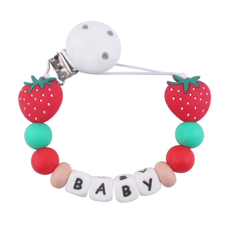 Strawberry Baby Handmade Pacifier Chain Clip Dummy Nipples Holder Babies Silicone Teething Chain Toy Gifts For Baby Accessories