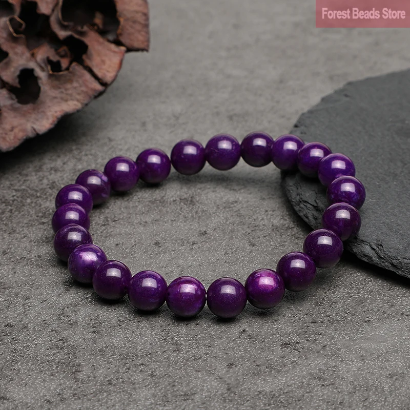 Natural Stone Beads Purple Chalcedony Elastic Rope Bracelet Handmade Yoga Mala Jewelry Healing For Women Men Jewelry 6/8/10/12mm