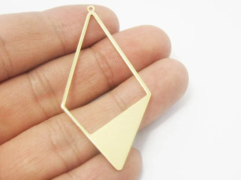 10pcs Rhombus Earring Charm, Brass Charm For Jewelry Making, Geometric Earring Findings, Necklace Pendant, 56x27.5mm -R563