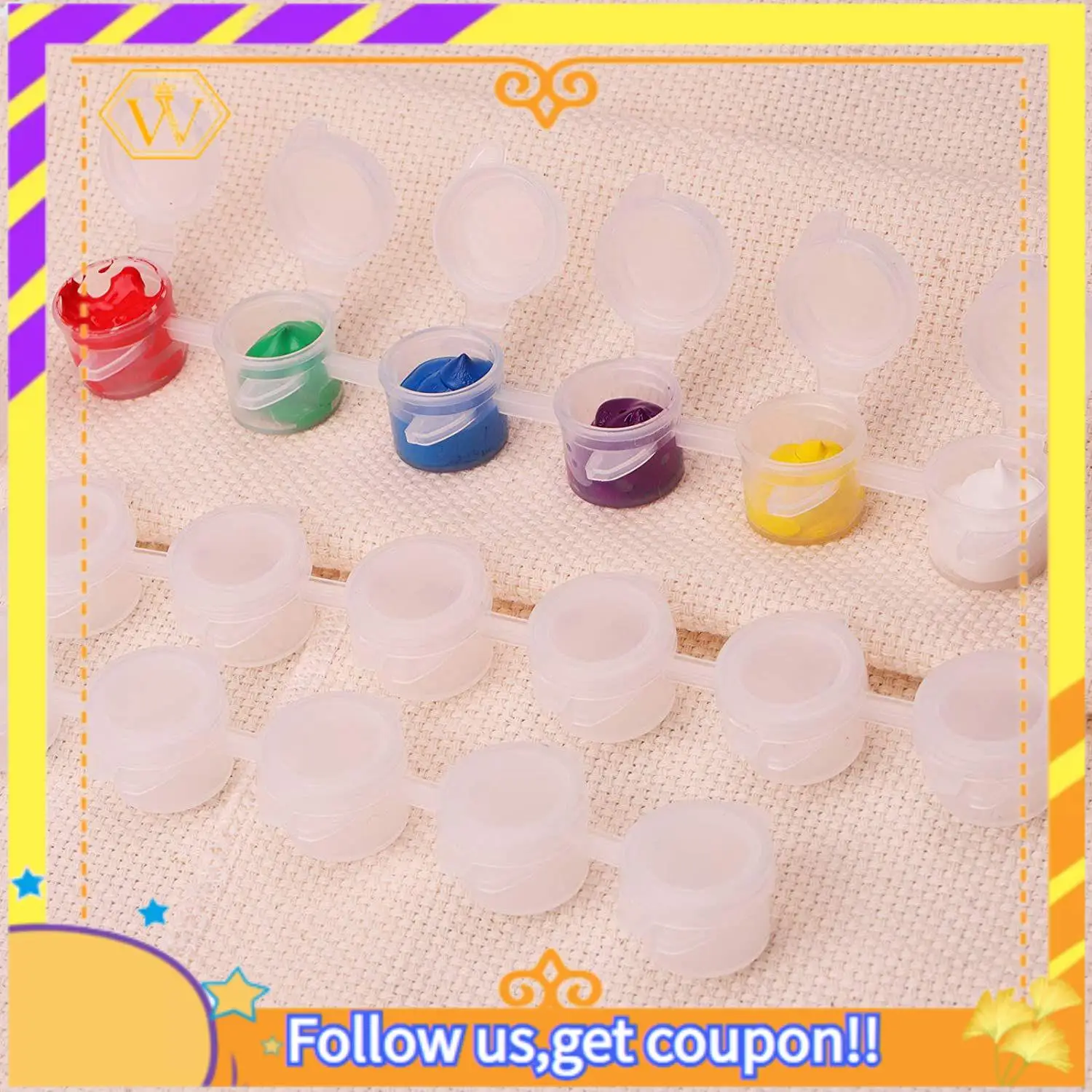 

Latest-20 Strips 120 Pots Empty Paint Strips And 20 Pieces Paint Brushes,Paint Cup Clear Plastic Storage Containers,3Ml/0.17Oz