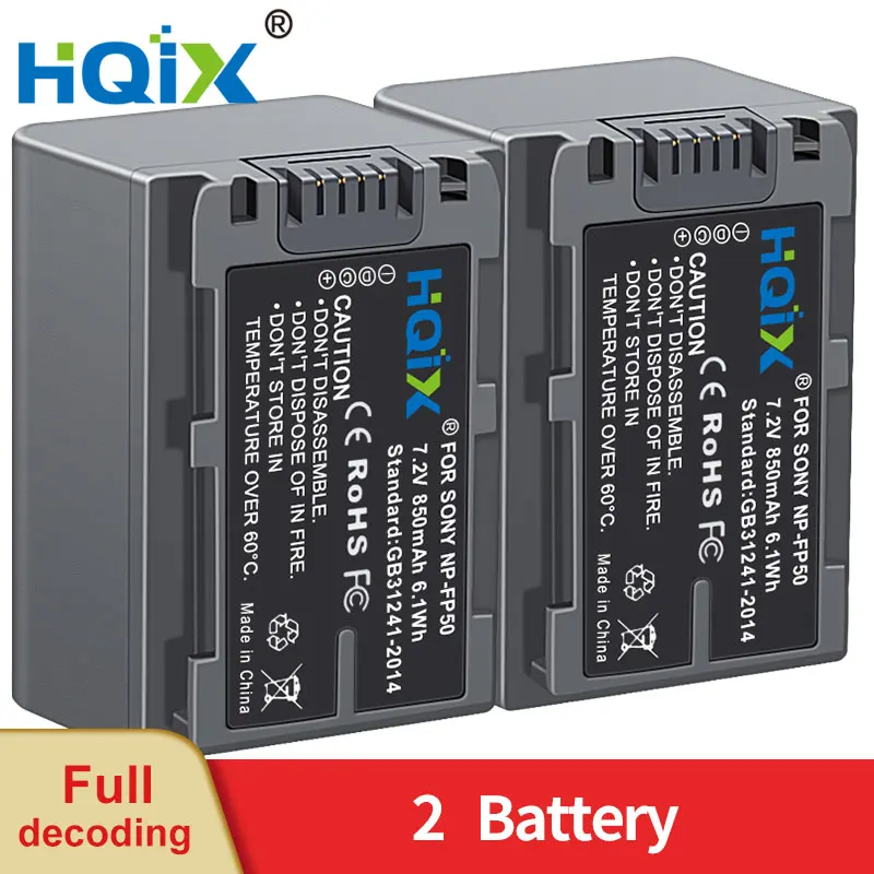 

HQIX for Sony DCR-HC65 HC85 HC96 HC32 SR40 SR50 SR60 SR70 SR80 SR100 HC3 30 Camera NP-FP50 Battery Charger