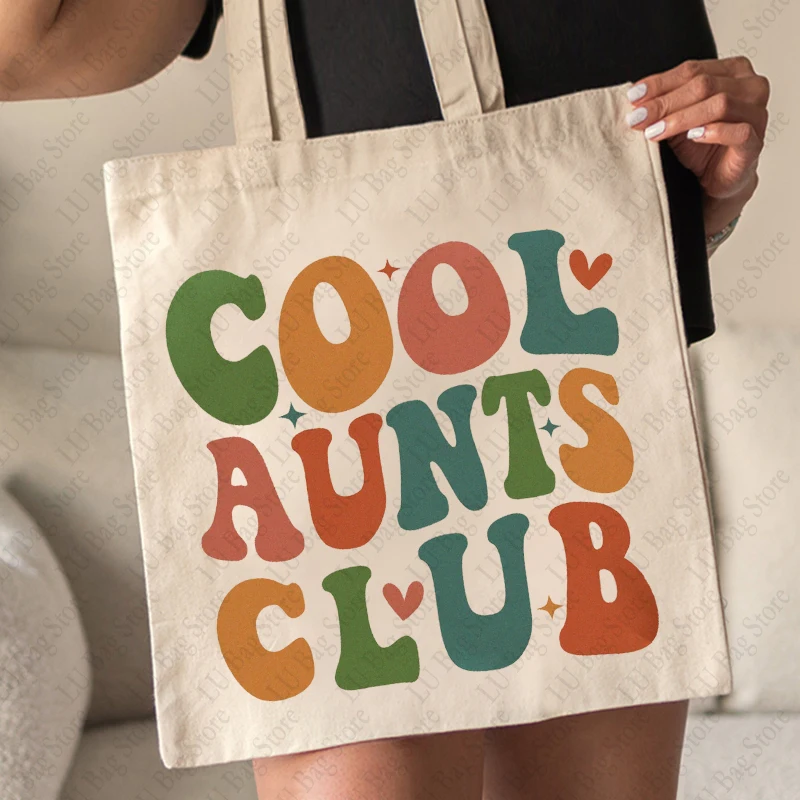 Bolso de mano con patrón de Club Cool Aunts, bolso de hombro de lona para diario, Retro, fresco, Eras, bolso de compras reutilizable, el mejor regalo para Auntie