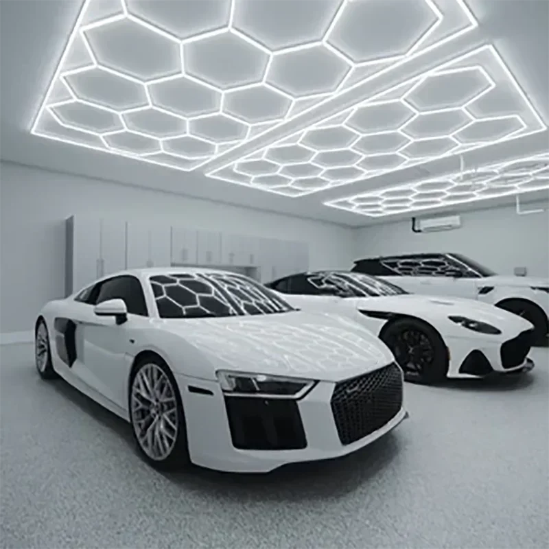 Design led hexagonal lights Custom hexagonal led light for Auto Detail Shop Barber Shop Hall Gym