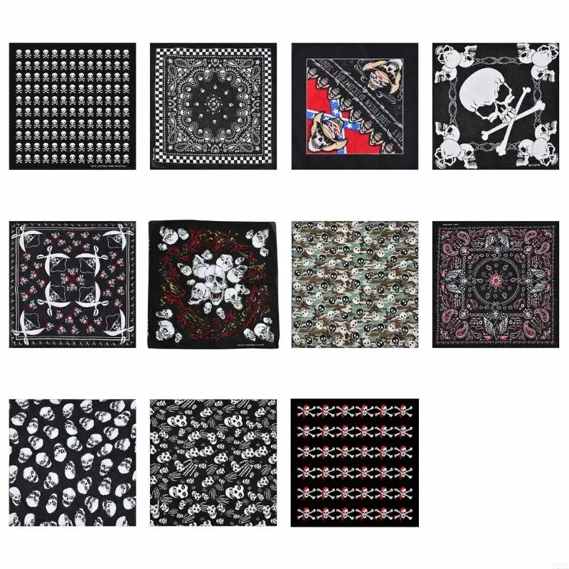 

J2HE Hiphop Bandana Handkerchief Pattern Square Head Scarf Light Weight