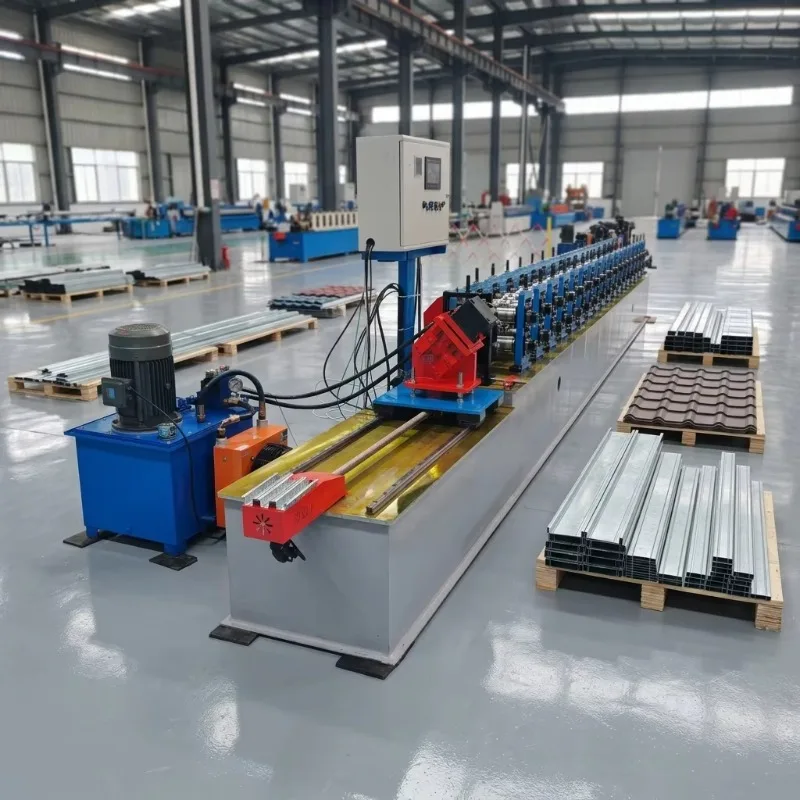PLC Controlled Metal Drywall Steel Stud Framing & C Channel Roll Forming Machine With Engine And Motor For Construction