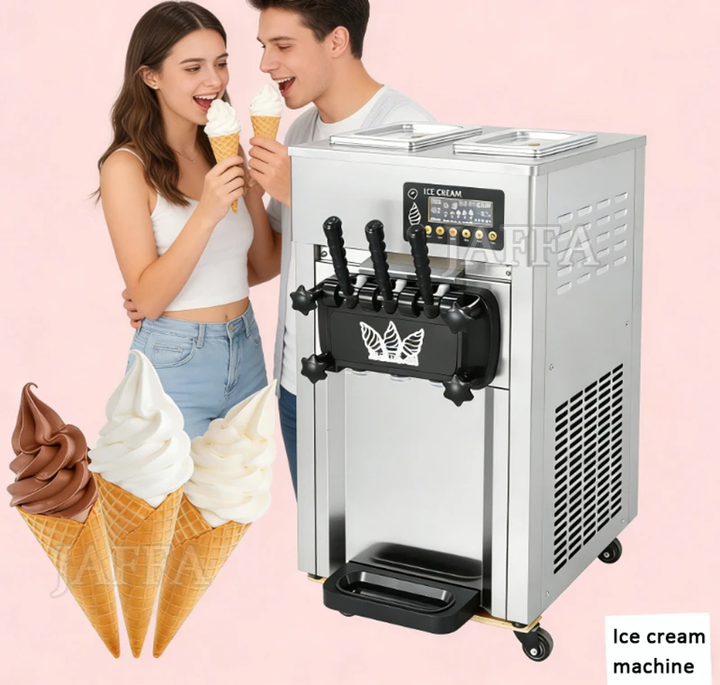 Ice Cream Maker Machine Automatic Upright with Built-in Compressor, LCD Digital Display & Timer, No Pre-Freezing