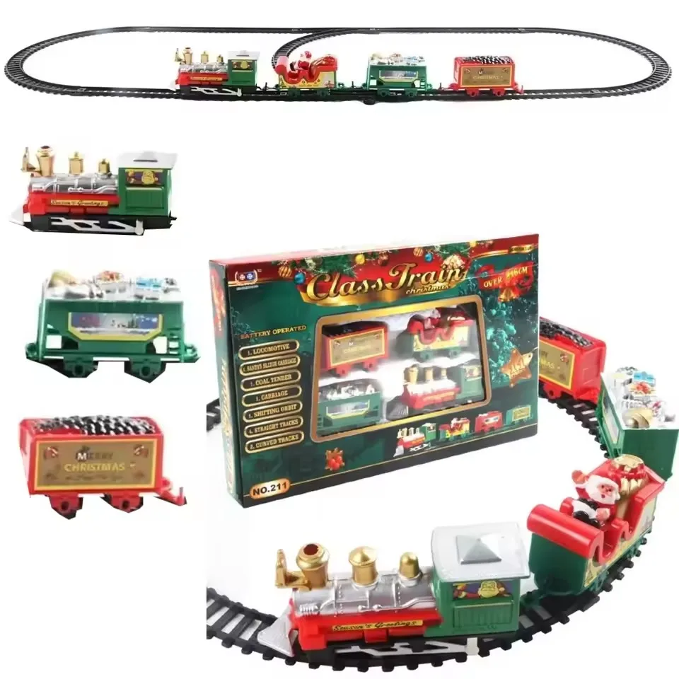 Ensemble de Train électrique réaliste de noël, facile à assembler et sûr pour les enfants, cadeau et fête, décoration d'arbre de noël à la maison
