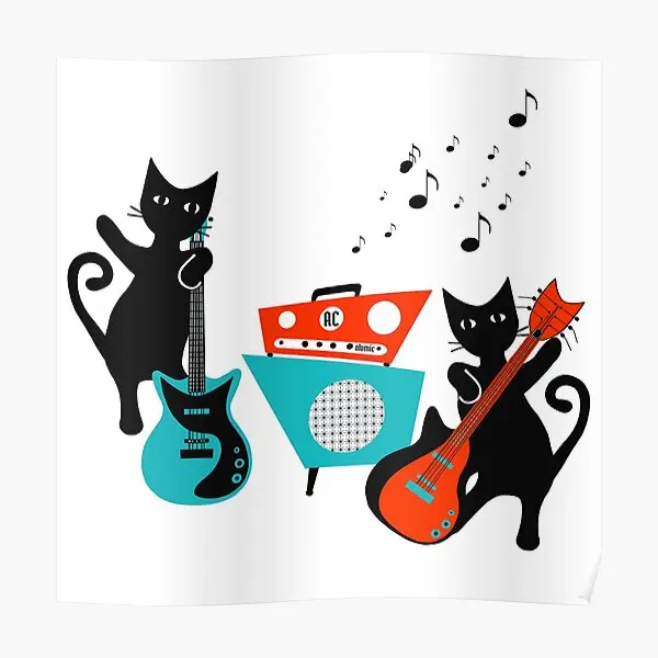 The Atomic Cats Band  Poster Painting Vintage Modern Print Room Decoration Funny Mural Picture Wall Art Decor Home No Frame