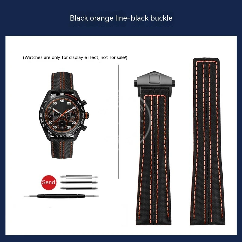 Bracelet de montre en nylon tissé étanche pour homme, bracelet de montre, TAG Heuer Carrera CBN2A1H, CBN2A1M, style structure pliante, 22mm