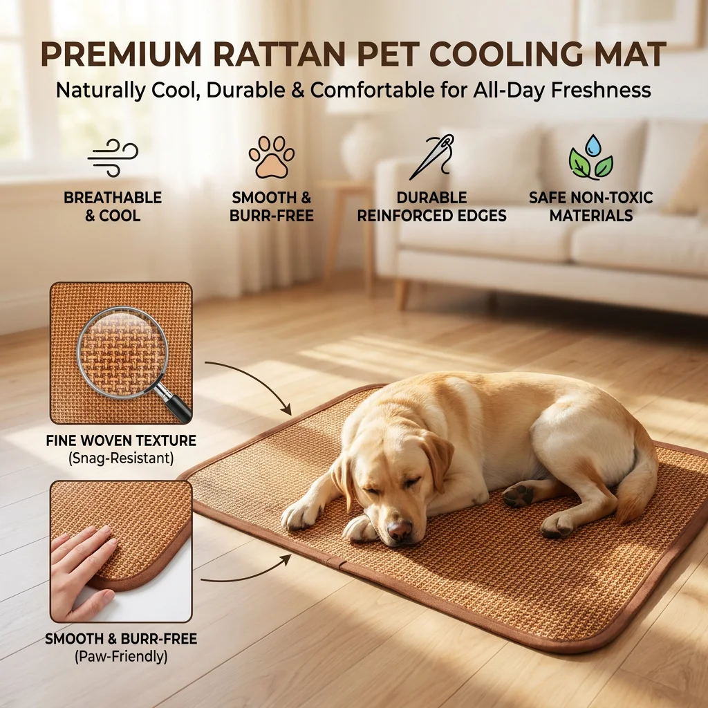 The Ultimate Cooling Pet Mat Breathable Washable Summer Pad Dog Cat Vine Grass Bamboo Mat for Kennel Crate and Bed Sleeping
