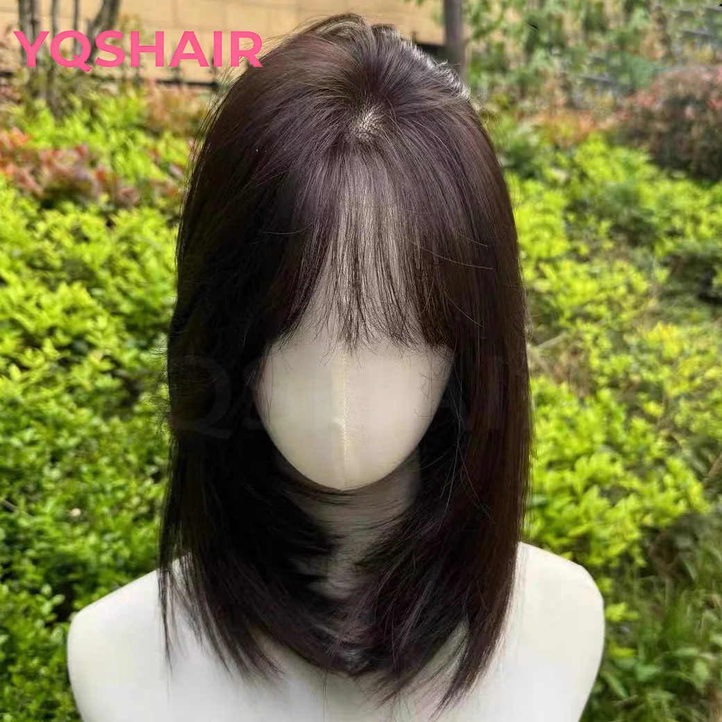 

Парик на шелковой основе 6x6 дюймов с челкой Wear To Go Real Virgin Европейский парик из человеческих волос Шелковый топ с волосами из искусственной кожи спереди для женщин