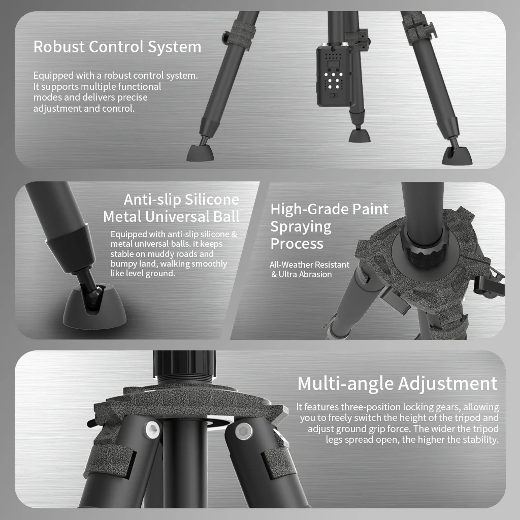 Newest Photography RTP500 Remote-controlled Electric Dual-axis Professional Aluminum Tripod 360 Horizontal Rotation Surveying 4