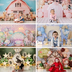 Jungle Farm Granary Backgrounds Cake Smash Adult Family Photography Props Child Baby Decors Childhood Fun Photo Studio Backdrops