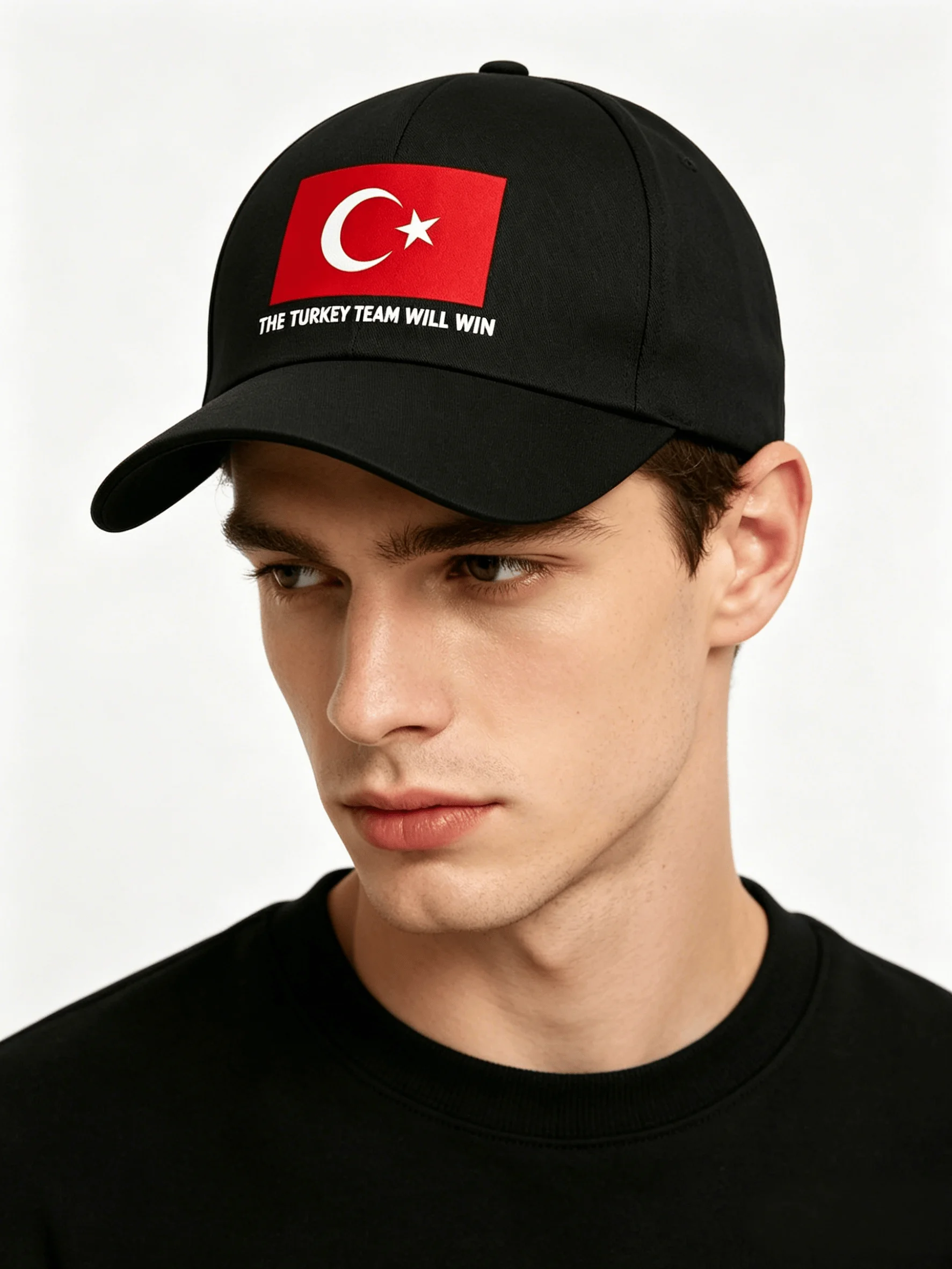 

2026Turkey National Flag Graphic Baseball Cap Football Fan Cheer Slogan Unisex Lightweight Travel Adjustable Visor Headwear