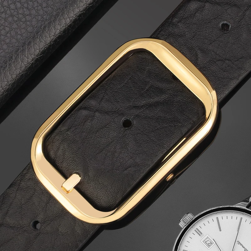 عالية الجودة حزام الرجال الكلاسيكية دبوس مشبك مصمم حزام عادية الحبوب الكاملة جلد أسود بنطلون cintos masculinos B547