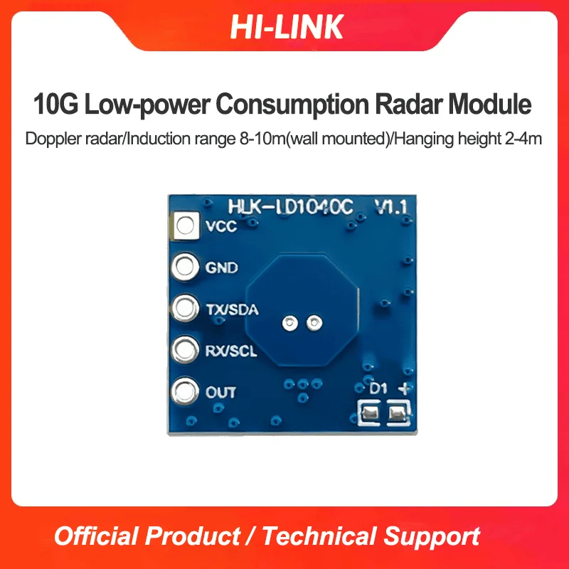 وحدة استشعار رادار عالية الوصلة 10 جيجا هرتز HLK-LD1040 LD1040C مستشعر استشعار ذكي للحركة الصغيرة منخفض الطاقة IFC/إخراج مع MCU