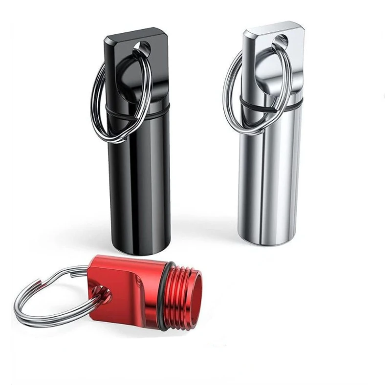 2pcs Small Pocket Pill Box Keychain, Portable Mini Pill Organizer, Waterproof Pill Box Cases with Sealed Storage, Flat Head