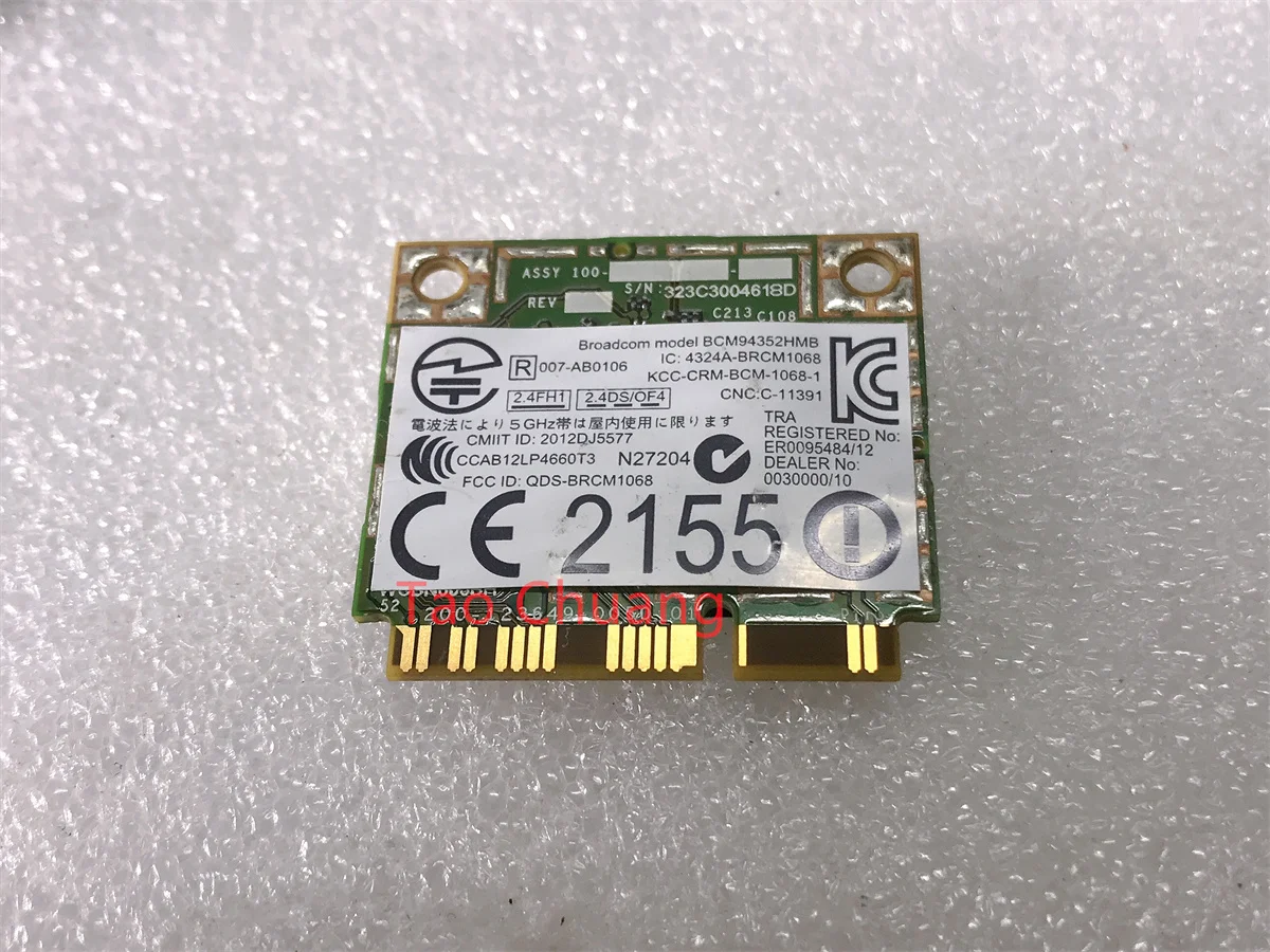 FOR Dell DW1550 BCM94352HMB AC867 WiFi Card Bluetooth 4.0 BRCM1068 0TVFF3