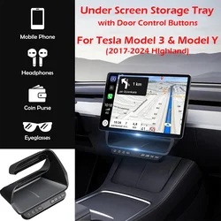 Center Display Shelf Smart Button Storage Box for Tesla Model 3 Y 2021-2024 Highland Under Screen Storage Box Behind Screen Tray