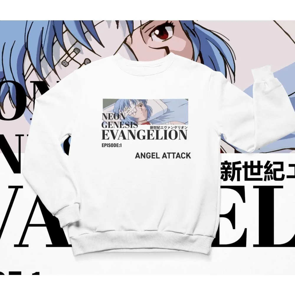 Sudadera con capucha Evangelion, sudadera con cuello redondo Rei Ayanami, mercancía Evangelion con diseño de anime, sudadera con capucha unisex con cuello redondo.