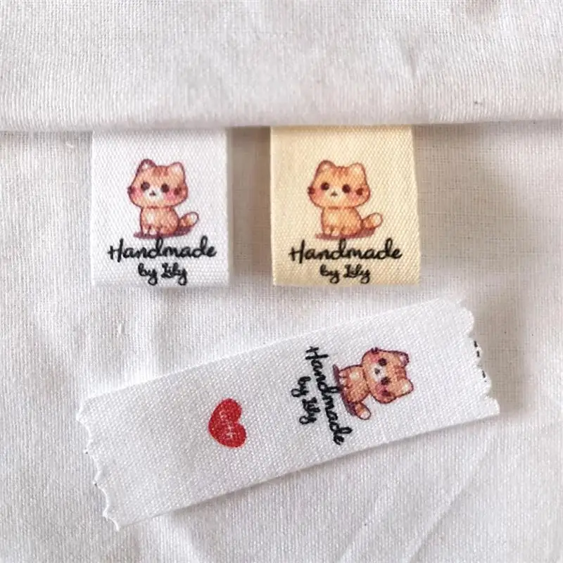 Custom Personalize Twill cotton  Label Clothing Private Brand Tag Handmade Label Thick Cotton Color Print Name Brand Labels