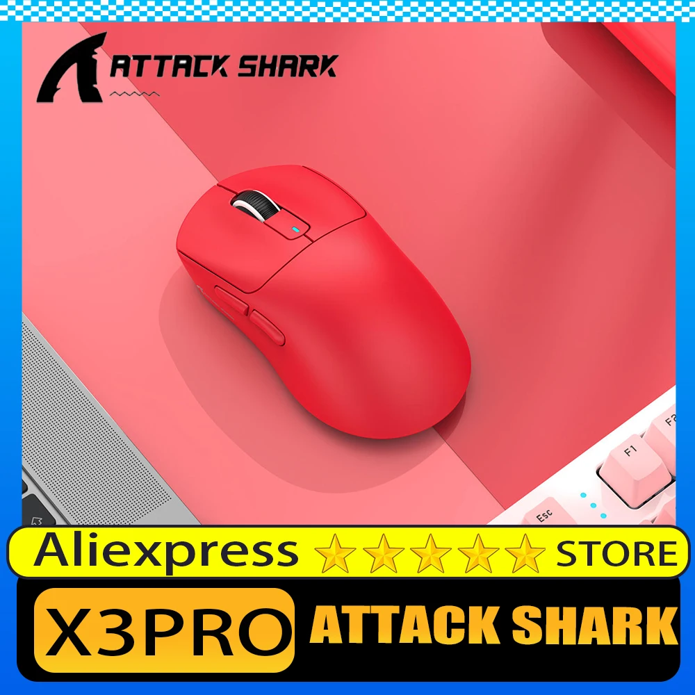 

Беспроводная мышь Attack Shark X3 Pro 4k Reciver Paw3395 Sensor Tri Mode Легкая игровая мышь с низкой задержкой для киберспорта ПК Геймер Подарок