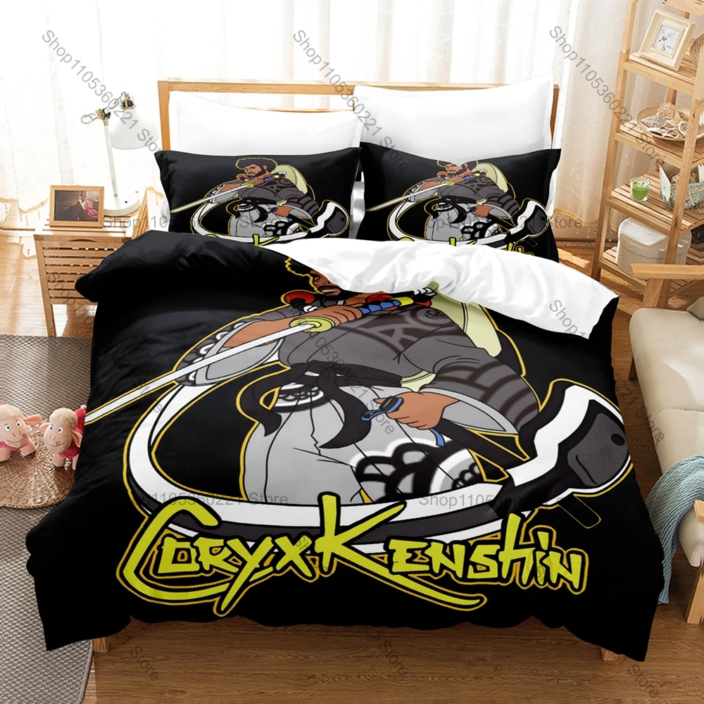 C-CoryxKenshin 3D Print Bedding Set Includes Duvet Cover + 2 Pillowcases Horror Game Samurai Community Bedroom Decor For Fans