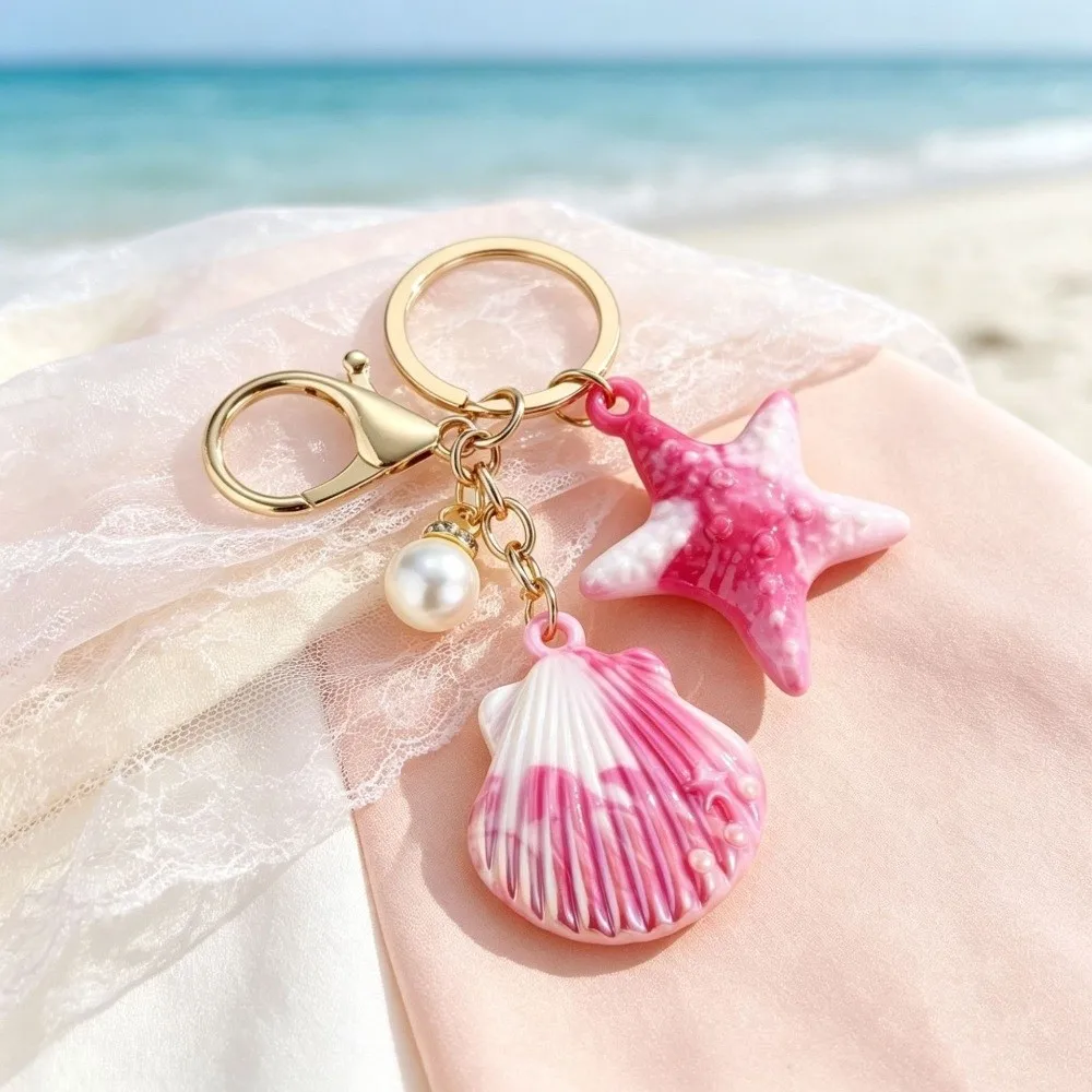Resin Pendant Colorful Shell Keychain Marine Creature Shell Shell Key Ring Mermaid Resin Shell Pendant Beach