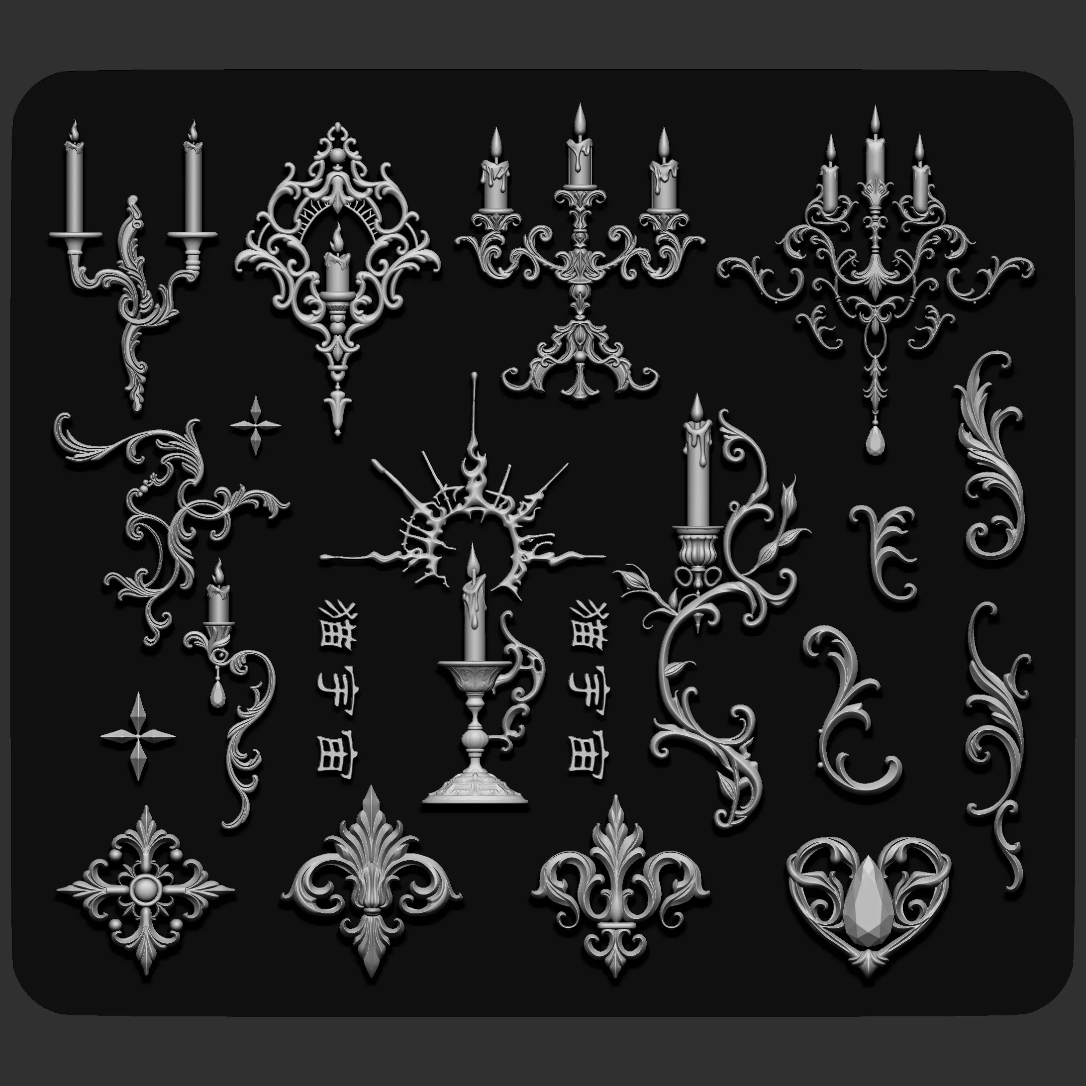 Retro Baroque Retro Candelabra Nail Art Mold 3D DIY Silicone Nail Decoration Tools