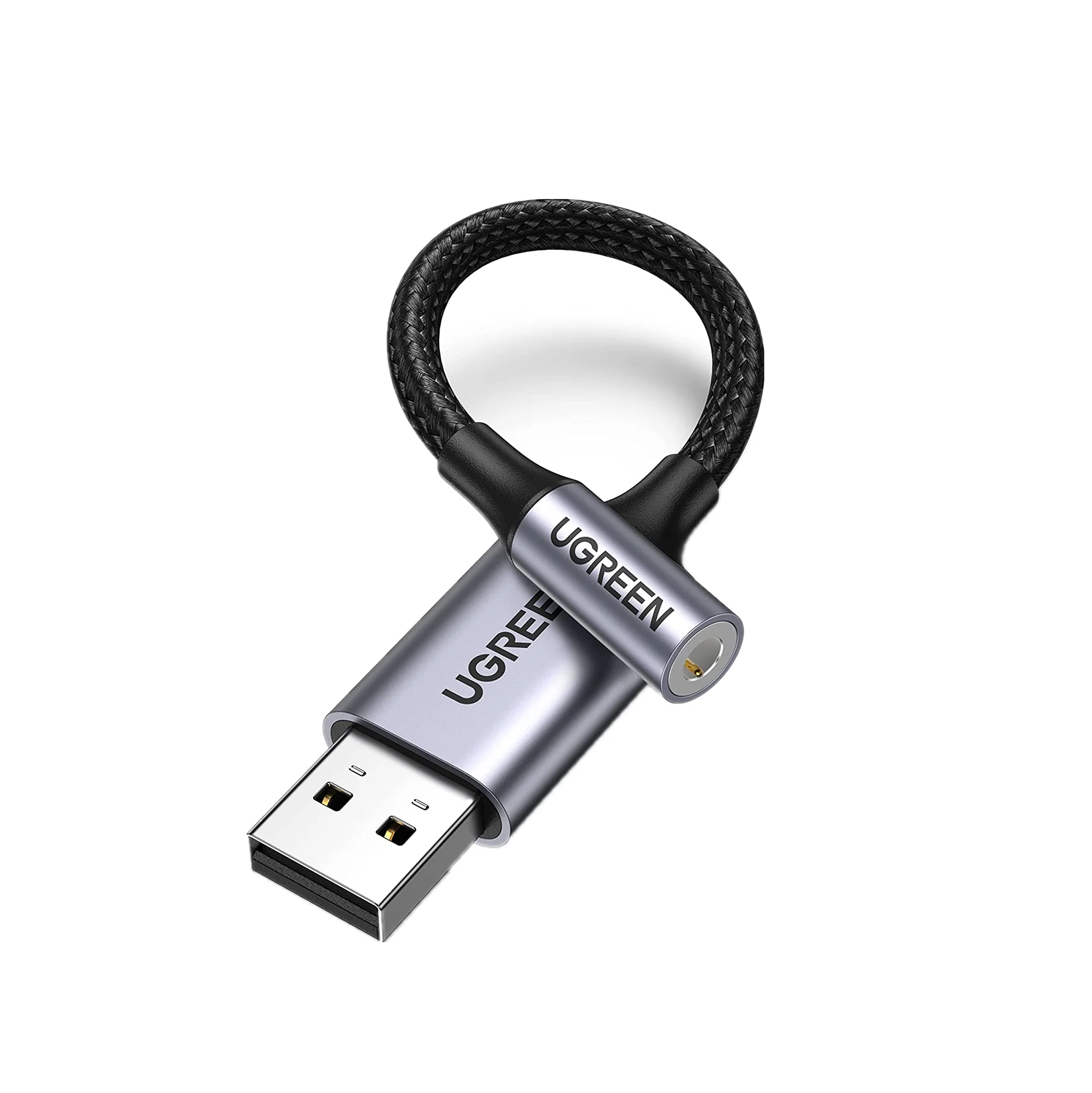 UGREEN USB 외장 사운드 카드 2 in 1 USB to 3.5mm 잭 오디오 어댑터 나일론 브레이디드 USB to Aux 잭