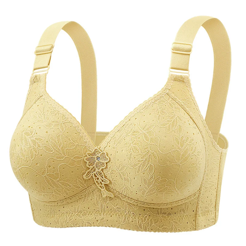 Mesh Lingerie Jacquard Breathable Thin Cups Womans Brassiere Side Support Girl Lift Wide Straps Back Lady Bra Four Rows Hooks