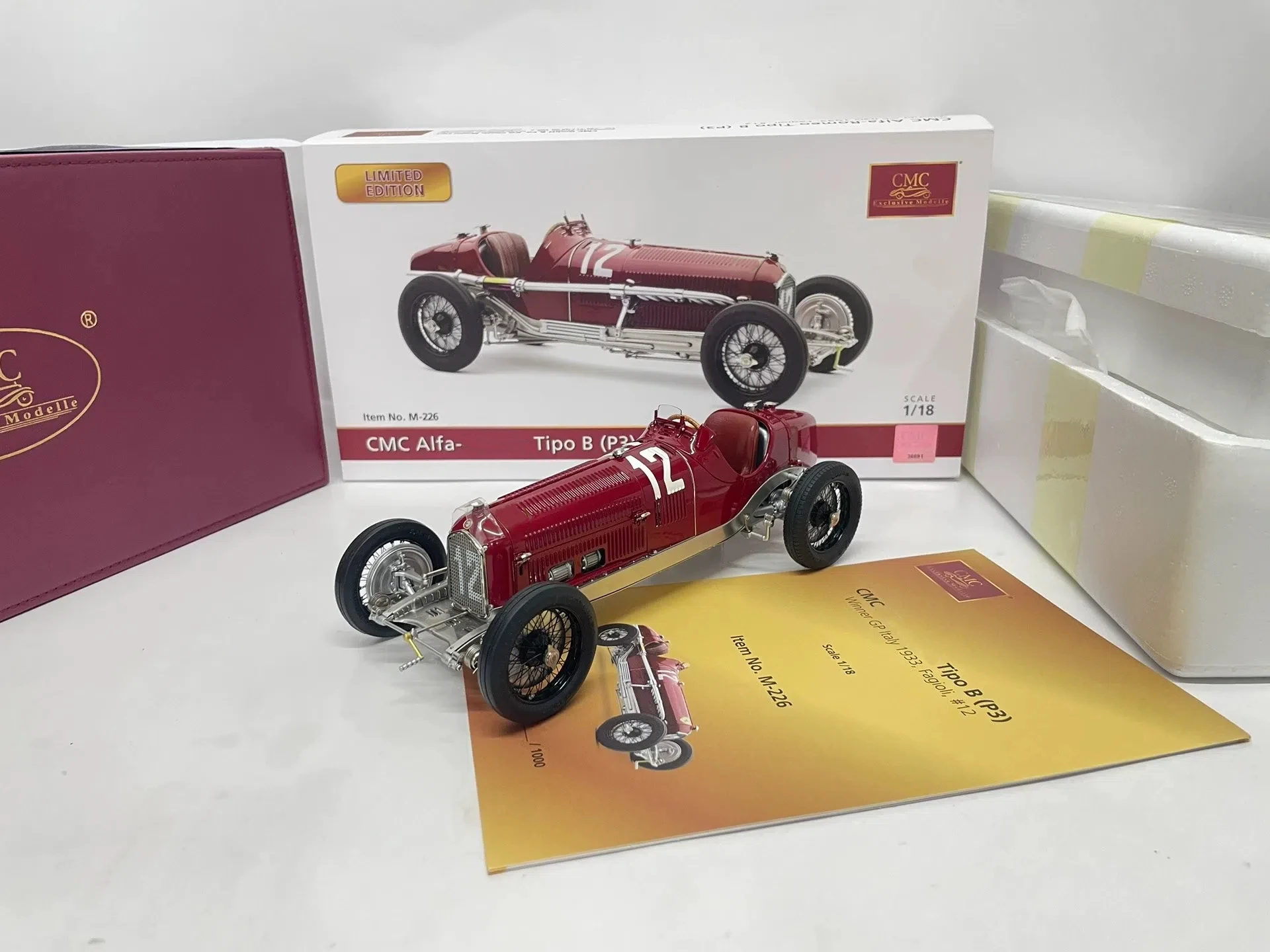 

CMC 1:18 Alfa Tipo B P3 #12 1933 Simulation Limited Edition All Open Alloy Metal Static Car Model Toy Gift