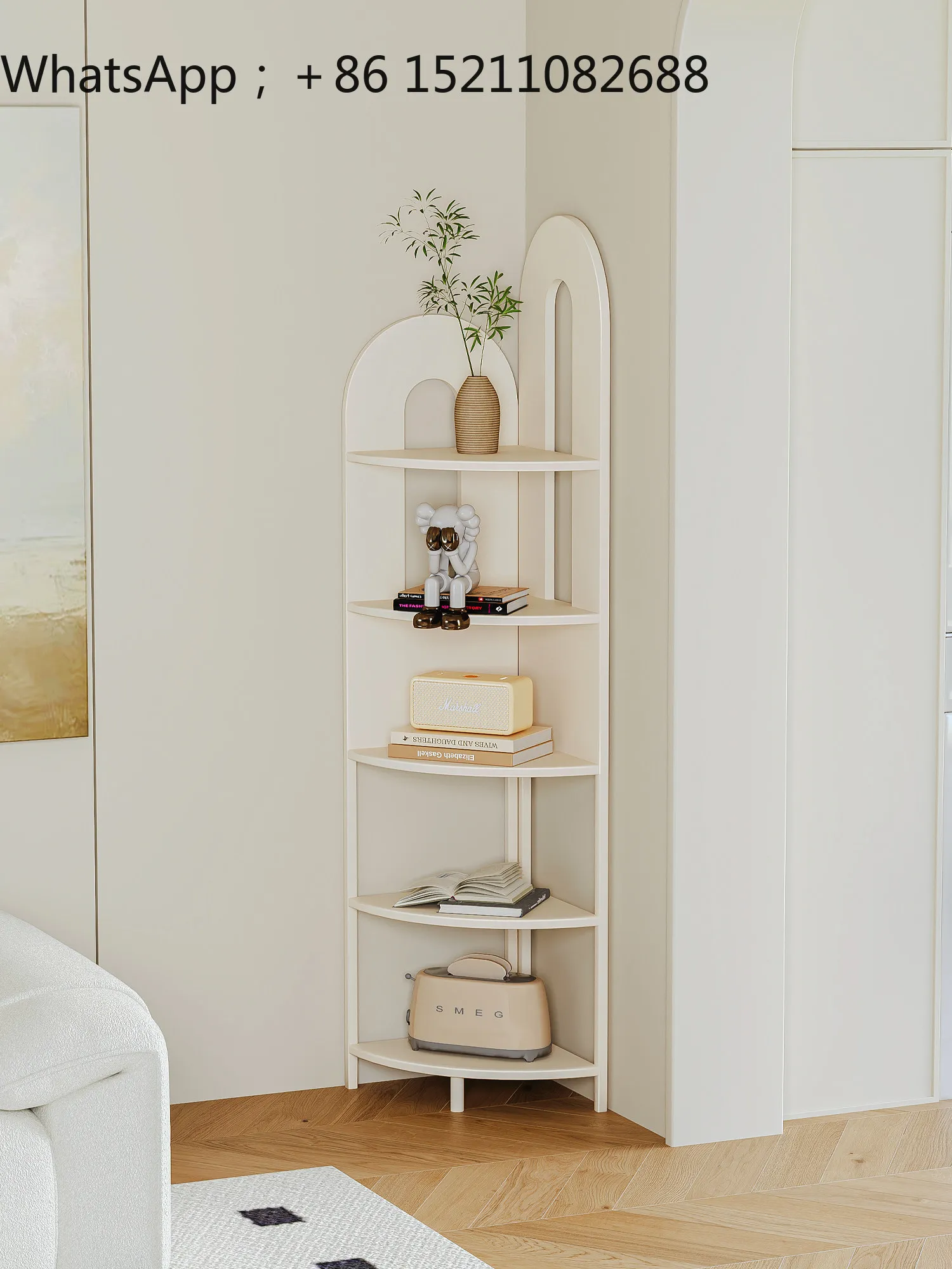 LLY living room wrought iron corner bookshelf against the wall floor storage shelf triangular vertical corner bookcase