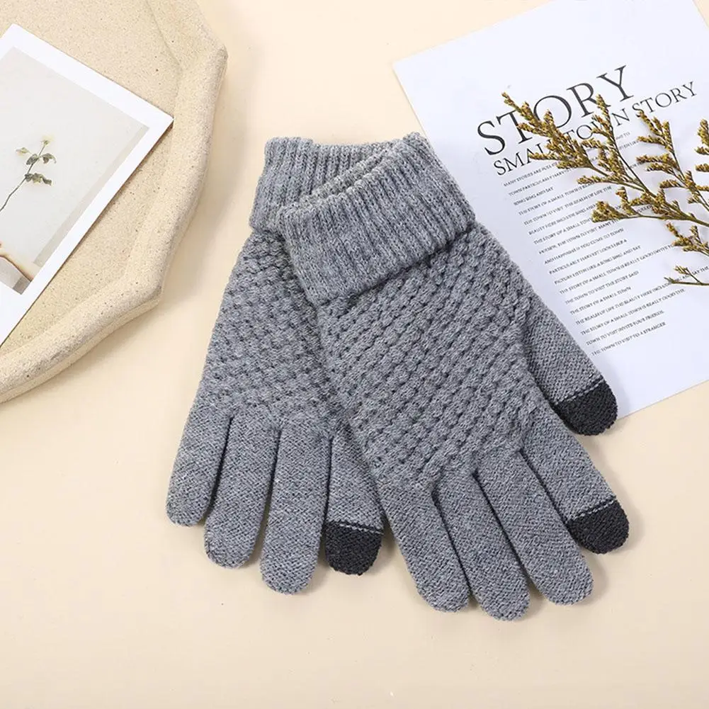 Women Men Warm Winter Touch Screen Gloves Knitted Glove Full Finger Guantes Crochet Glove Outdoor Cycling Driving Mittens