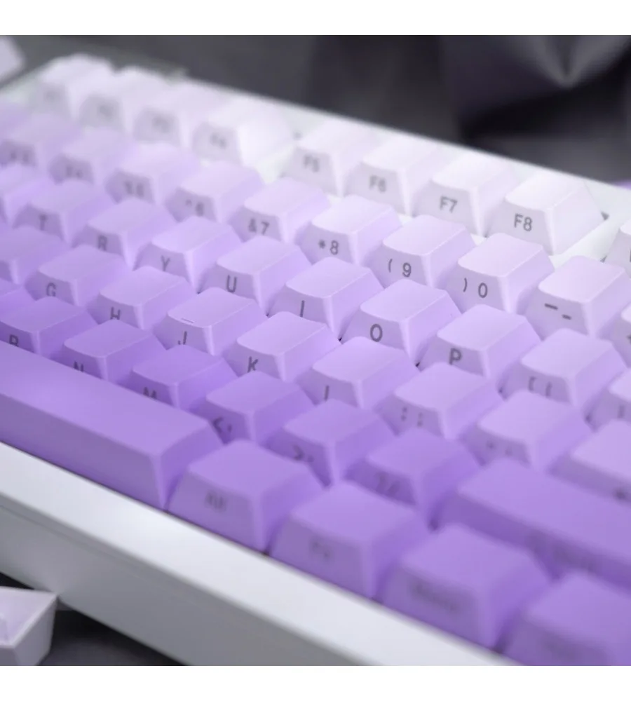 Keycap PBT sublimation custom cherry original height purple gradual change positive/side engraved 125 key mechanical keyboard