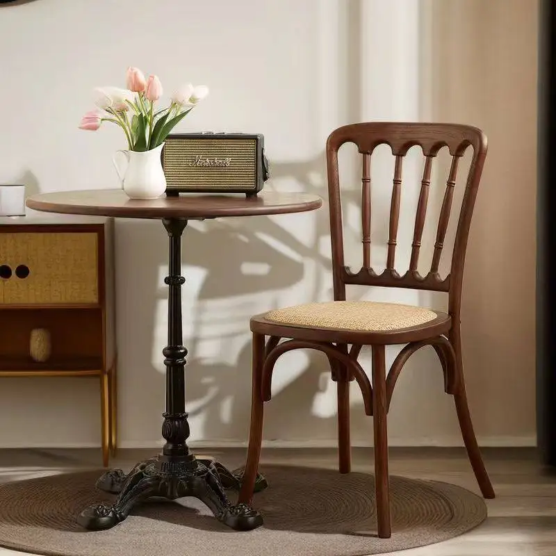 

Country Napoleon Chair Solid Wood Dining Chair Home Back Ash Wood Hotel Restaurant Cafe Bamboo