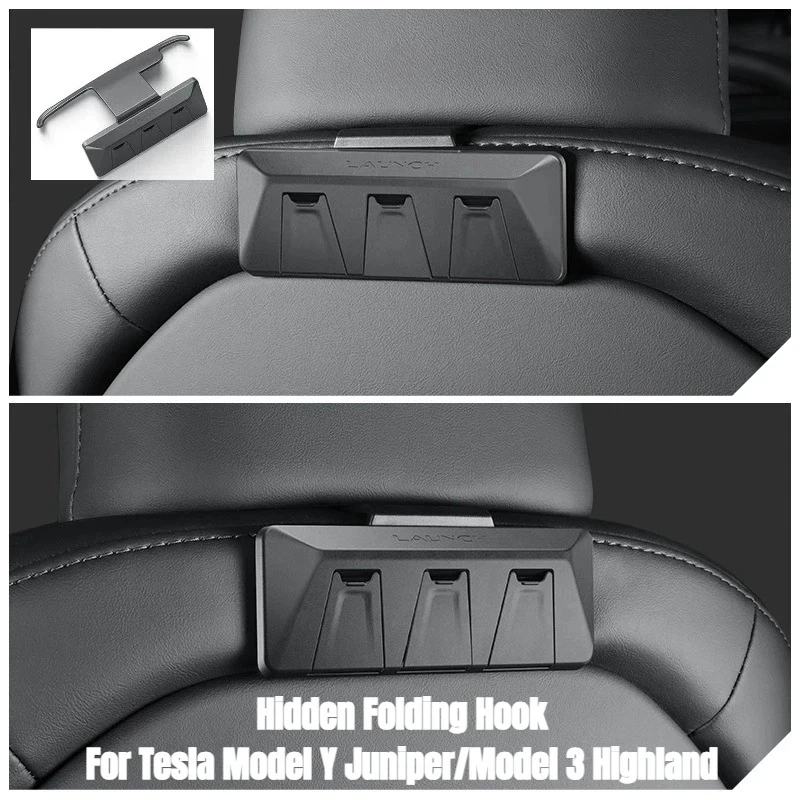 Klappbare Versteckte Haken für Tesla Model 3 Highland Model Y/YL Juniper 2026+ Auto-Rückenlehnenhaken Rücksitz-Handschuhfach-Haken Zubehör