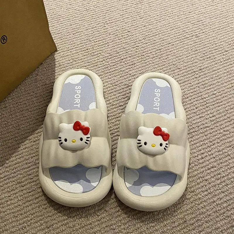 Cow Hello Kitty Shoes Slippers Non-slip Slippers Summer Slippers Sanrio INS Cute Cartoon Casual Fashion Pretty Girls Beach Shoes