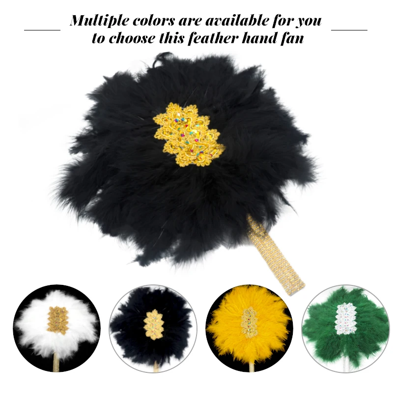 2022 New Design African Feather Big Fan Ladies Wedding Feather Hand Fan For Bride Single Side Feather Nigerian Feather Handfan