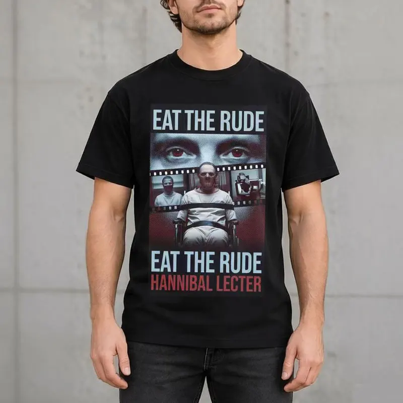 Hannibal Lecter Eat The Rude Graphic T-Shirt Horror TV Series Vintage Gothic Unisex Short Sleeve Tee 100% Cotton Casual Tops