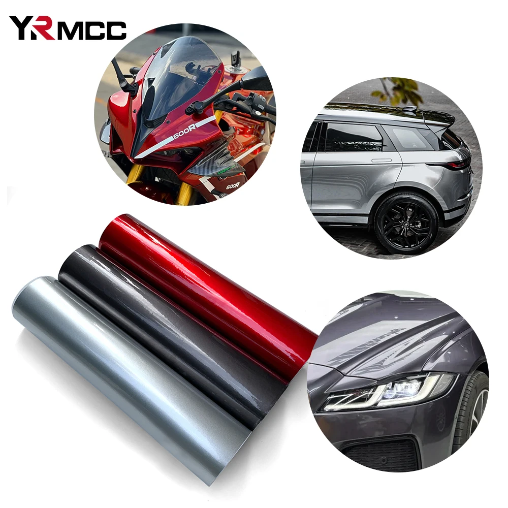 Car Wrap Vinyl Film Car Stickers Self Adhesive Gray Silver Red Glossy Films Anti Scratch Waterproof Sticker for Auto Accessories