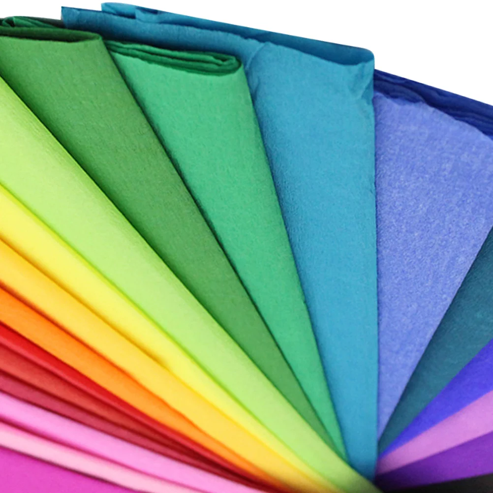 3 Packs Solid Color Crepe Paper Tissue Wrapping Paper DIY Origami Paper (Colorful, 10 Sheets/Pack)