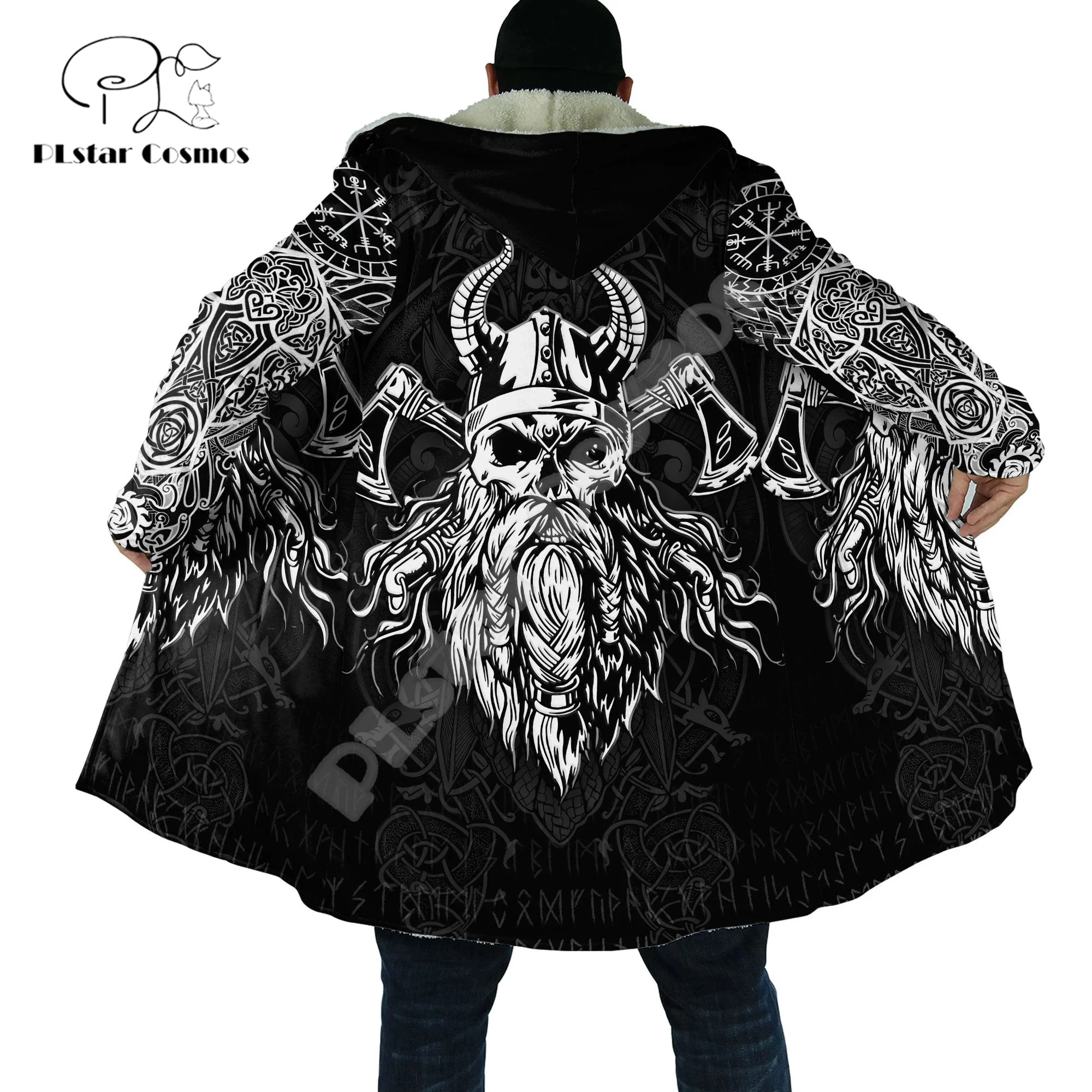 

Nordic Mythology Warrior Odin Fenrir Wolf Tattoo Harajuku 3DPrint Streetwear Windbreaker Winter Overcoat Hoodies Cloak Fleece X1