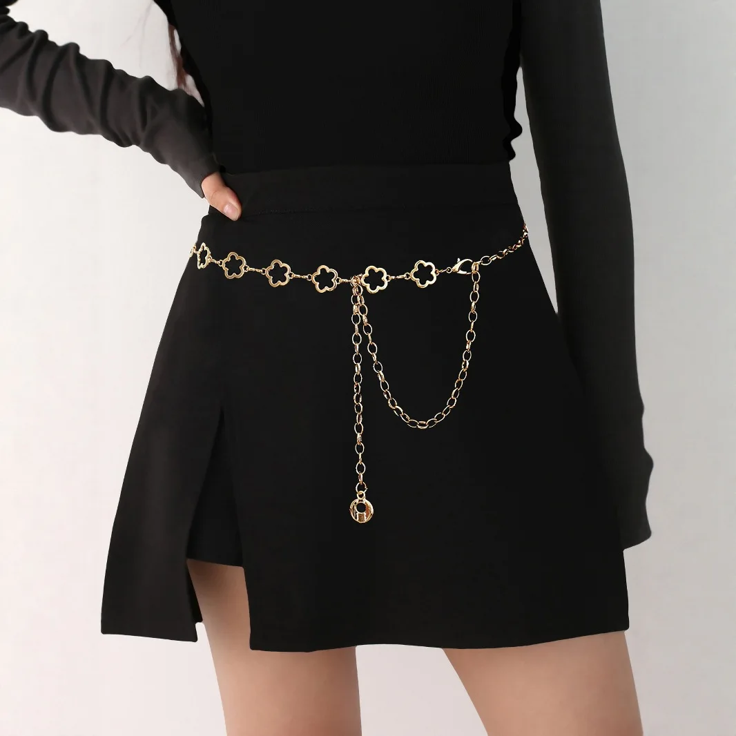 Metal flower waist chain women's skirt fashionable belt deco